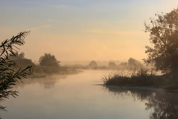 Orange Nehri Üzerinde Güneşli Yaz Sabah Şafak Nehir Manzara — Stok fotoğraf