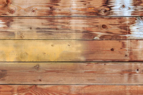Tekstura Brązowy Wyblakły Drewnianych Desek Żółtej Farby Plamy Streszczenie Tło — Zdjęcie stockowe