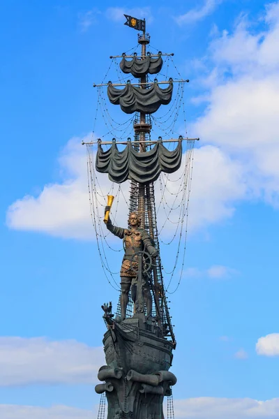 Moscou Russie Juillet 2018 Statue Tsar Russe Pierre Grand Contre — Photo