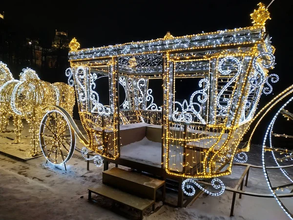 Moscú Rusia Diciembre 2018 Carruaje Brillante Brillante Parque Tsaritsyno Moscú — Foto de Stock