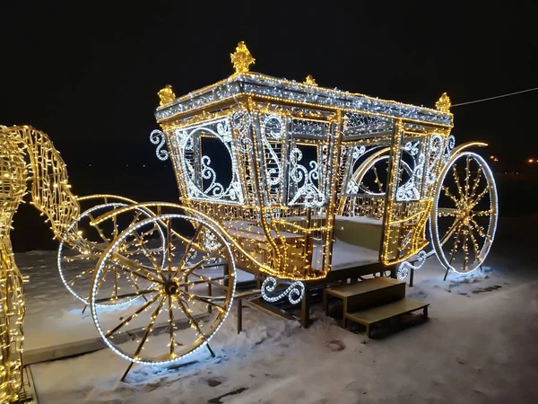 Moscú Rusia Diciembre 2018 Decoraciones Navidad Parque Tsaritsyno Moscú Noche — Foto de Stock