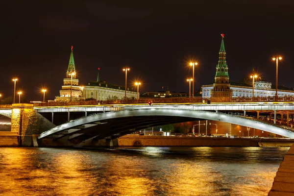 Bolshoy Kamenny Bridge Moskva River Moscow Kremlin Towers — Stock Photo, Image