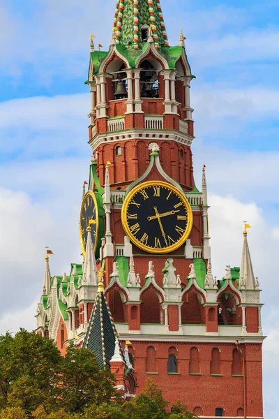 Moskva Rusko Září 2018 Spasská Věž Moskevského Kremlu Detailní Slunečný — Stock fotografie