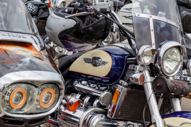Moskova, Rusya - 04 Mayıs 2019: Honda Valkyrie motosikletler park yakın çekimde. Moto festivali Mosmotofest 2019