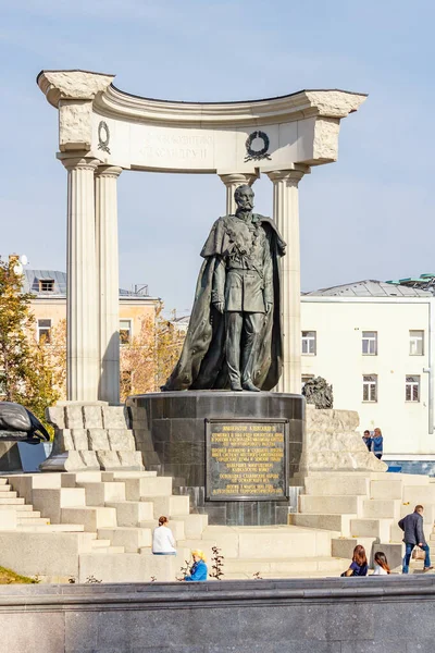 Moskou Rusland Oktober 2019 Bronzen Monument Voor Russische Keizer Alexander — Stockfoto
