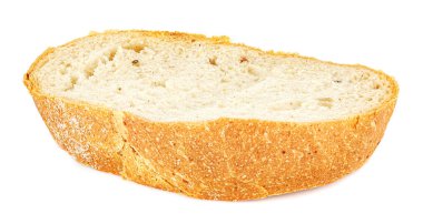 Beyaz arka planda izole edilmiş taze çavdar ekmeği dilimi