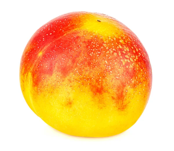 Vers Rijp Kleurrijke Nectarine Close Geïsoleerd Witte Achtergrond — Stockfoto