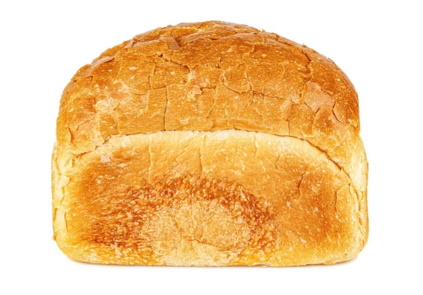 Πλευρική Άποψη Του Καρβέλι Φρεσκοψημένο Ψωμί Σχήμα Τούβλου Απομονωμένο Λευκό — Φωτογραφία Αρχείου