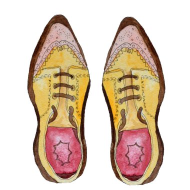 Beyaz bir arka plan üzerinde izole suluboya Ayakkabı