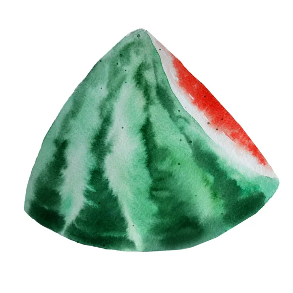 Beyaz zemin üzerine suluboya karpuz.