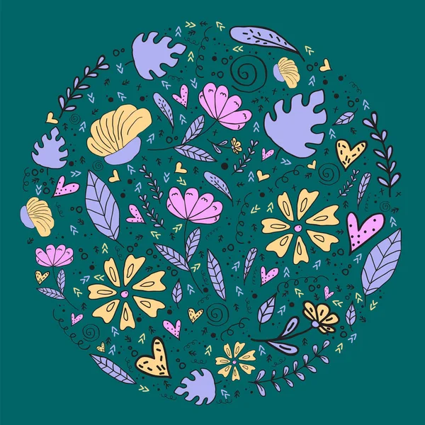 Floral Pattern Doodle Flowers Vector Illustration — Stock Vector