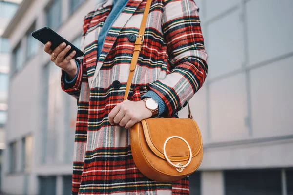 Close Detail Modern Day Female Accessories Stylish Young Woman Wearing — Stock Photo, Image