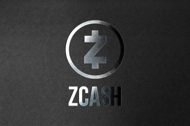 3 boyutlu illüstrasyon Zcash para kripto para ve modern bankacılık konsepti. Fotoğraf gerçekçi görünüm gümüş şekillendirme 3D.