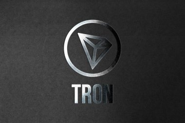 3D illüstrasyon Tron para kripto para ve modern bankacılık kavramı. Fotoğraf gerçekçi görünüm gümüş şekillendirme 3D.