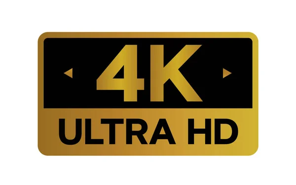 Altın 4k Ultra HD etiketi beyaz arkaplanda izole edilmiş. Yüksek çözünürlüklü Simge logosu; Yüksek çözünürlüklü TV / Oyun ekran izleyici vektör etiketi.