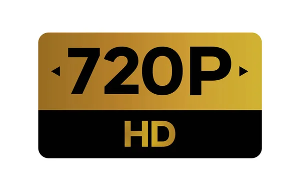 Altın 720p HD etiketi beyaz arkaplanda izole edilmiş. Yüksek çözünürlüklü Simge logosu; Yüksek çözünürlüklü TV / Oyun ekran izleyici vektör etiketi.