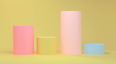 Minimalist geometrik arka plan, pastel renkler, 3d render, eğilim poster, illüstrasyon.