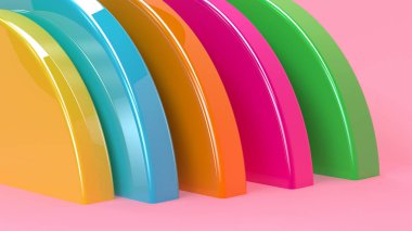 Minimalist geometrik arka plan, pastel renkler, 3d render, eğilim poster, illüstrasyon.