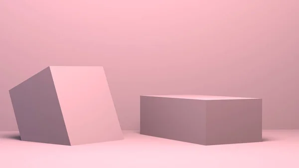 Růžový Minimalistické Geometrická Abstraktní Pozadí Pastelové Barvy Render Trend Plakát — Stock fotografie