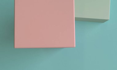 Minimalist geometrik arka plan, pastel renkler, 3d render, eğilim poster, illüstrasyon.