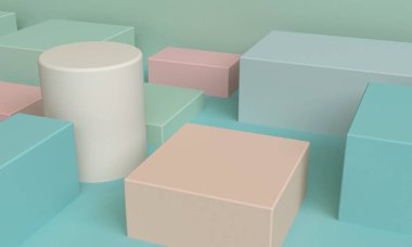 Minimalist geometrik arka plan, pastel renkler, 3d render, eğilim poster, illüstrasyon.