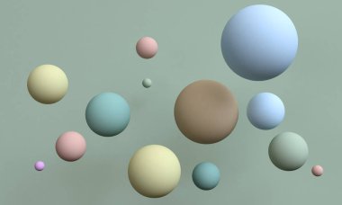 Minimalist geometrik arka plan, pastel renkler, 3d render, eğilim poster, illüstrasyon.