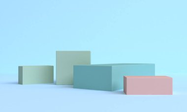 Minimalist geometrik arka plan, pastel renkler, 3d render, eğilim poster, illüstrasyon.