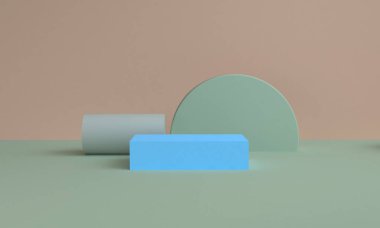 Minimalist geometrik arka plan, pastel renkler, 3d render, eğilim poster, illüstrasyon.