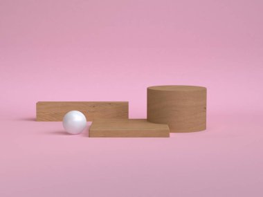 Minimalist geometrik soyut arka plan, pastel renkler, 3d render.