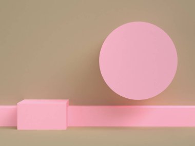 Minimalist geometrik soyut arka plan, pastel renkler, 3d render.
