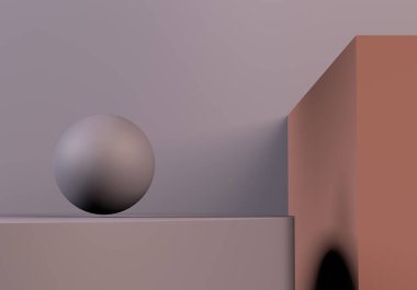 Minimalist geometrik soyut arka plan, pastel renkler, 3d render.