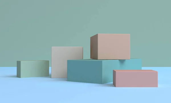 Minimalistické Geometrické Pozadí Pastelové Barvy Vykreslení — Stock fotografie