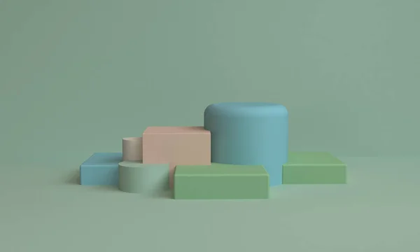 Minimalistyczny Geometryczny Streszczenie Tła Pastelowe Kolory Render — Zdjęcie stockowe