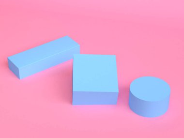 Minimalist geometrik soyut arka plan, pastel renkler, 3d re