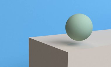 Minimalist geometrik soyut arka plan, pastel renkler, 3d re