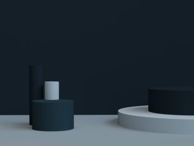 Minimalist geometrik soyut arka plan, pastel renkler, 3d re
