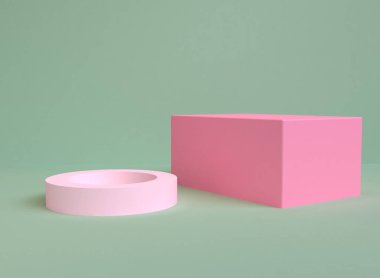 Minimalist geometrik soyut arka plan, pastel renkler, 3d re