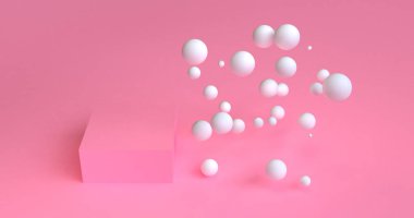 Minimalist geometrik soyut arka plan, pastel renkler, 3d re