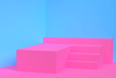 Minimalist geometrik soyut arka plan, pastel renkler, 3d render.