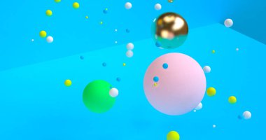 Minimalist geometrik soyut arka plan, pastel renkler, 3d re