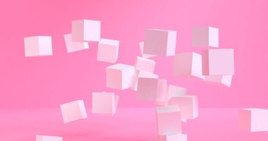 Minimalist geometrik soyut arka plan, pastel renkler, 3d re