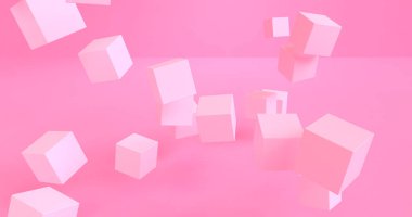 Minimalist geometrik soyut arka plan, pastel renkler, 3d re