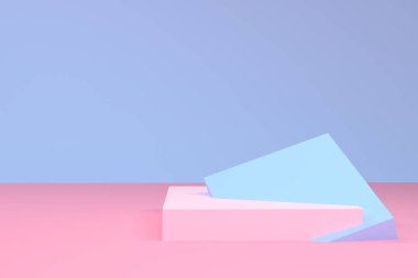 Minimalist geometrik soyut arka plan, pastel renkler, 3d render.