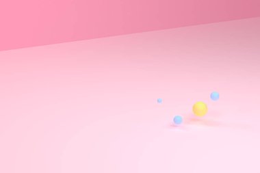 Minimalist geometrik soyut arka plan, pastel renkler, 3d render.