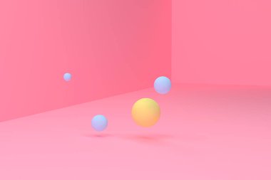 Minimalist geometrik soyut arka plan, pastel renkler, 3d render.