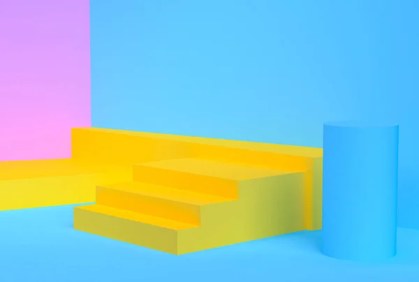 Minimalistischer geometrischer abstrakter Hintergrund, Pastellfarben, 3D-Renderer. — Stockfoto