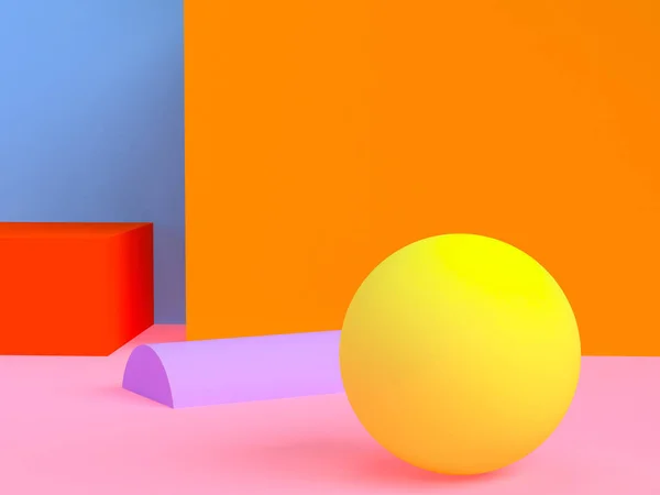 Minimalistinen geometrinen abstrakti tausta, pastellivärit, 3D uudelleen — kuvapankkivalokuva