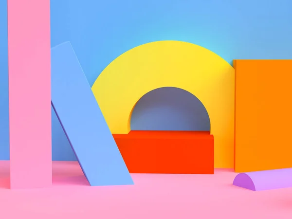 Минималистский геометрический абстрактный фон, пастельные цвета, 3D re — стоковое фото