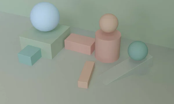 Fundo abstrato geométrico minimalista, cores pastel, renderização 3D . — Fotografia de Stock