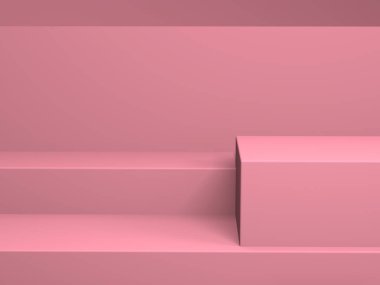 Pembe geometrik şekil sahne minimal stil 3d render.